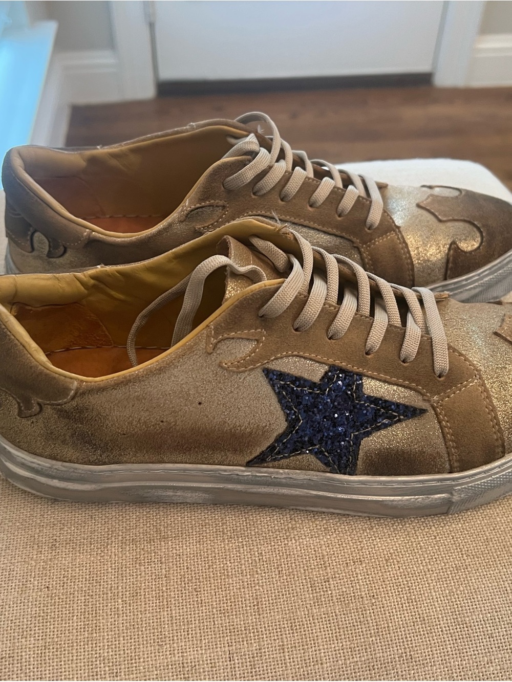 Dingo Playdate Metallic Leather Blue Star Sneakers